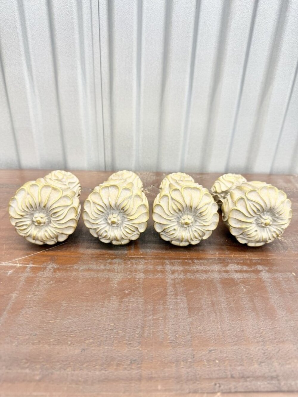 Vintage Gold White Curtain Holdbacks Set of 4 Ornate Hollywood Regency Drapery